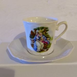 Eschenbach, - Bavaria /Germany, Porcelain Teacup & Saucer. Courtship, Vintage